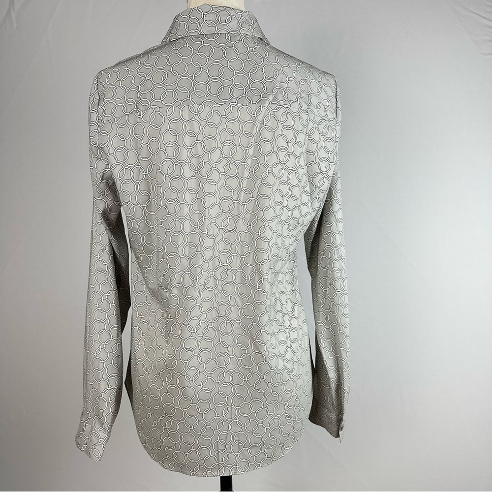 ANN TAYLOR elegant grey collared v-neck button front blouse - size S - Picture 5 of 6